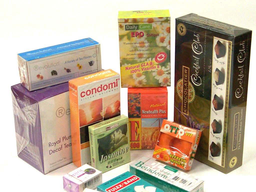 Cajas para envolver productos en celofán o materiales similares con las máquinas encelofanadoras